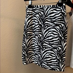 EUC Zebra Print Back Zip Midi Skirt